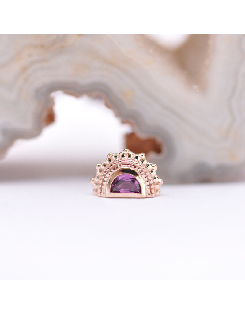 BVLA Afghan Moon with Faceted Rhodolite Garnet in 14k Rose Gold 16g Threaded End by BVLA!