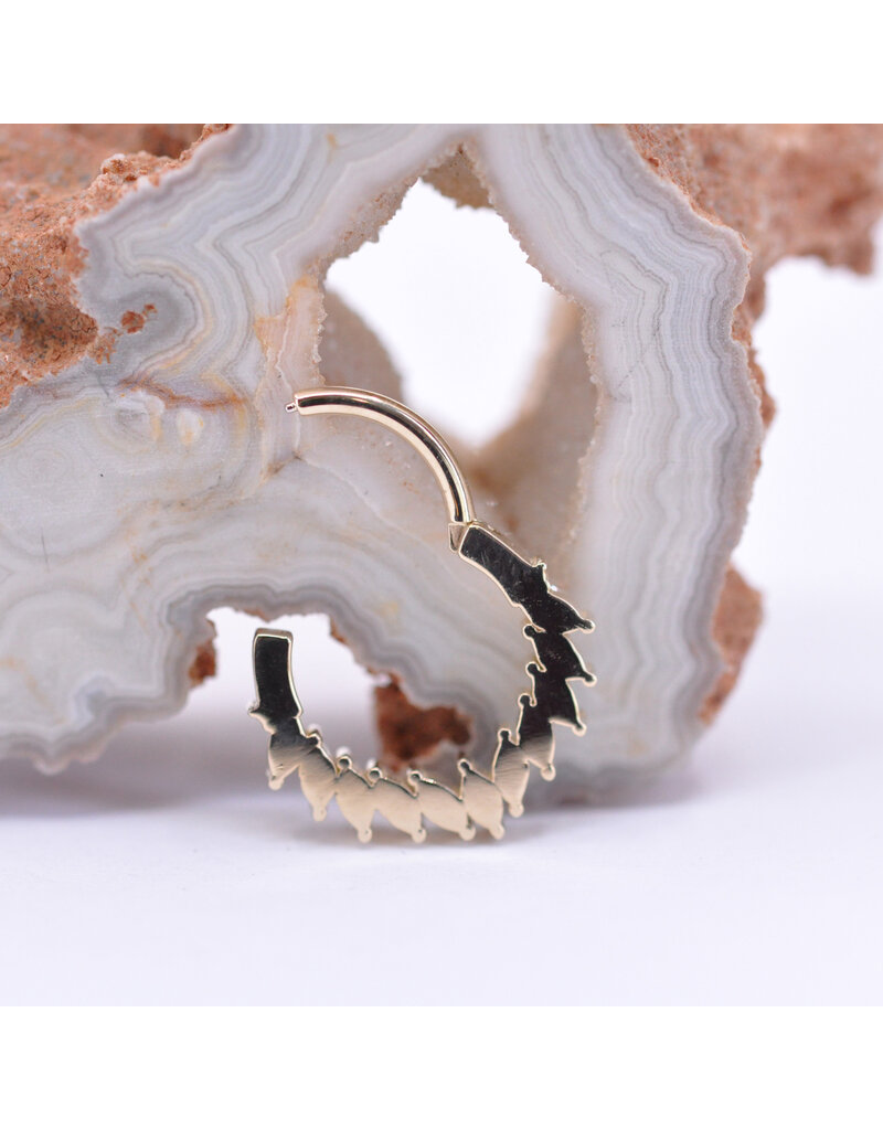 BVLA 16g 3/8" Maeve Clicker Ring with Genuine Grade AAA White Opal and CZ in 14k Yellow Gold by BVLA!
