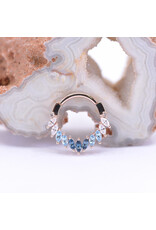BVLA 16g 3/8" Maeve Clicker Ring with Paraiba Topaz, Genuine Swiss Blue Topaz, and CZ in 14k Rose Gold by BVLA!