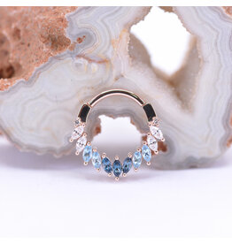 BVLA Maeve Paraiba Topaz, Swiss Blue Topaz, & CZ Rose Gold 16g 3/8" Clicker Ring