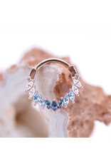 BVLA 16g 3/8" Maeve Clicker Ring with Paraiba Topaz, Genuine Swiss Blue Topaz, and CZ in 14k Rose Gold by BVLA!