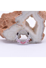 BVLA 16g 3/8" Maeve Clicker Ring with Salmon CZ, Pink CZ, and CZ in 14k White Gold by BVLA!