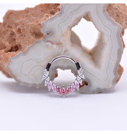 BVLA Maeve Salmon CZ, Pink CZ & CZ Rose Gold 16g 3/8" Clicker Ring