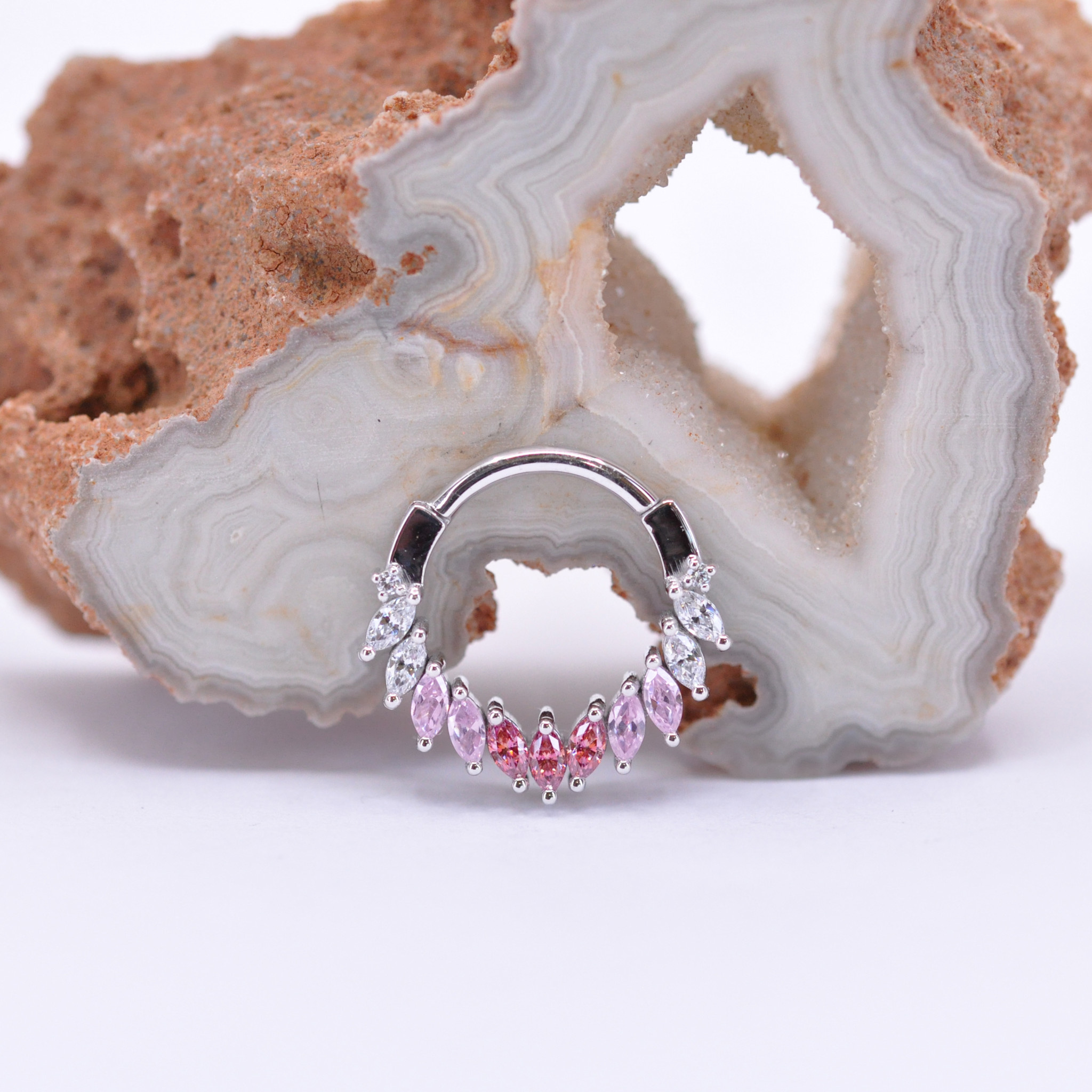 Maeve Salmon CZ, Pink CZ & CZ Rose Gold 16g 3/8
