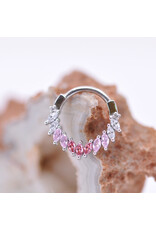 BVLA 16g 3/8" Maeve Clicker Ring with Salmon CZ, Pink CZ, and CZ in 14k White Gold by BVLA!