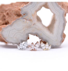 BVLA French Kiss CZ 14k Gold 16g Threaded Ends