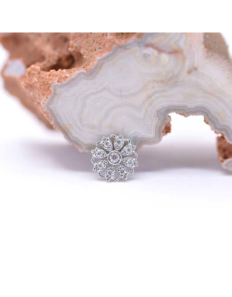 BVLA Rosette with CZ in 14k Gold 16g Threaded Ends by BVLA!