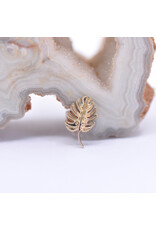 BVLA Right Facing Monstera Leaf in 14k Yellow Gold 16g Threaded End by BVLA!