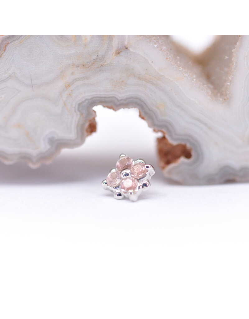BVLA 5.5mm Reema with Oregon Sunstone in White Gold 16g Threaded End