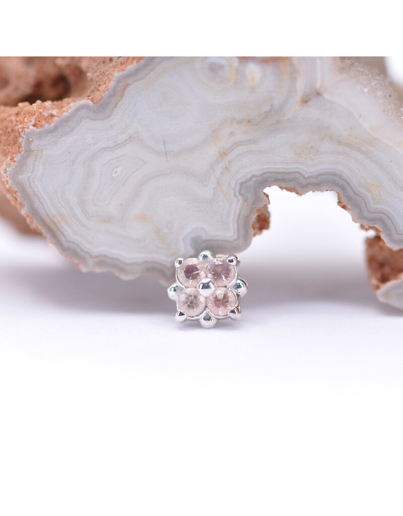BVLA 5.5mm Reema with Oregon Sunstone in White Gold 16g Threaded End