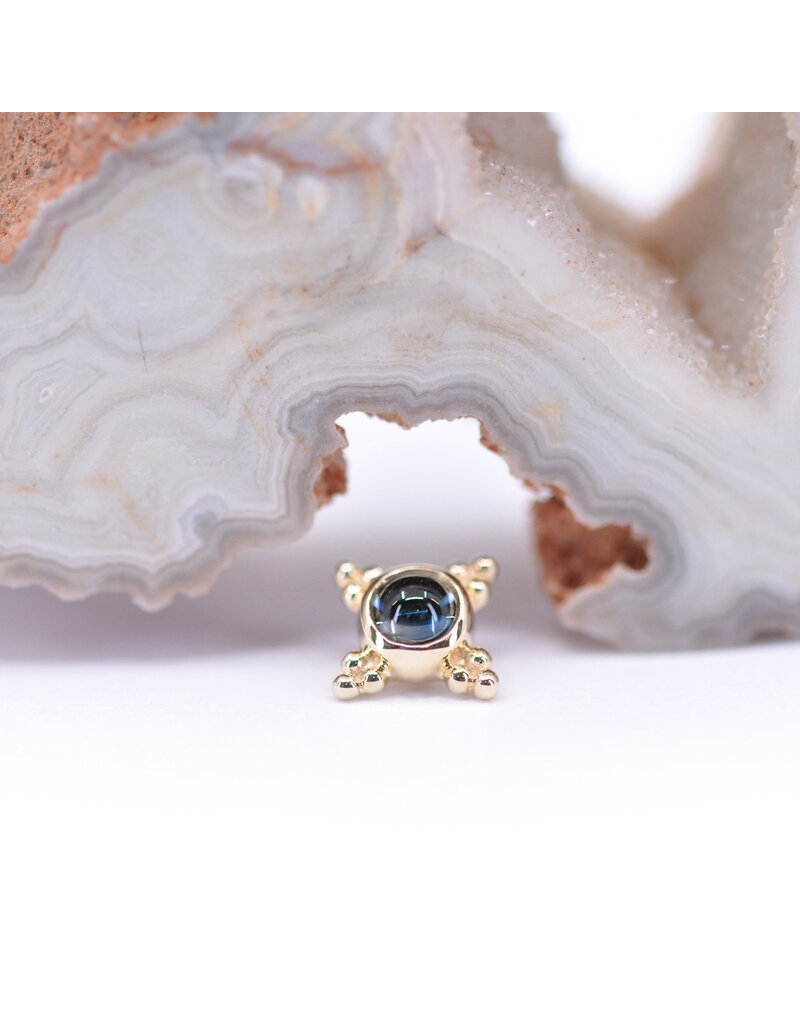 BVLA 6mm Mini Kandy with London Blue Topaz Cabochon in 14k Yellow Gold 16g Threaded Ends
