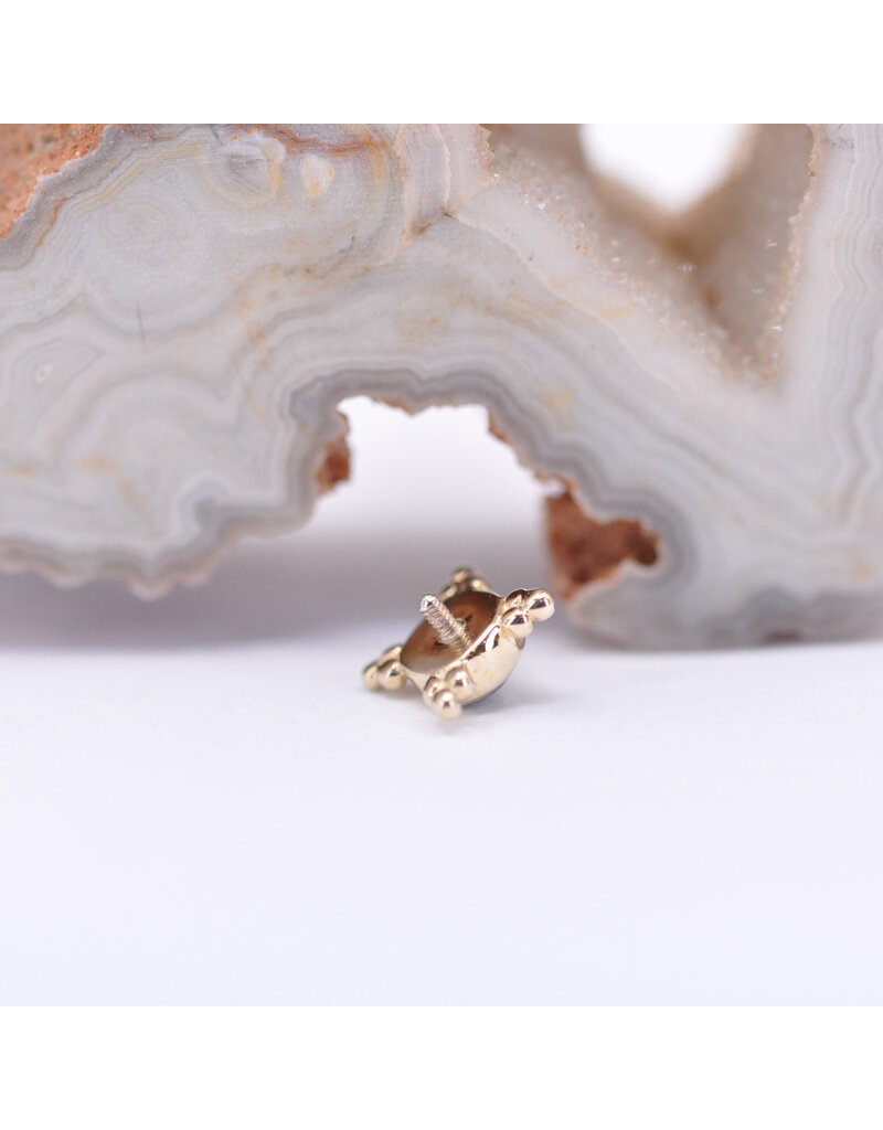 BVLA 6mm Mini Kandy with London Blue Topaz Cabochon in 14k Yellow Gold 16g Threaded Ends