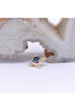 BVLA 6mm Mini Kandy with London Blue Topaz Cabochon in 14k Yellow Gold 16g Threaded Ends