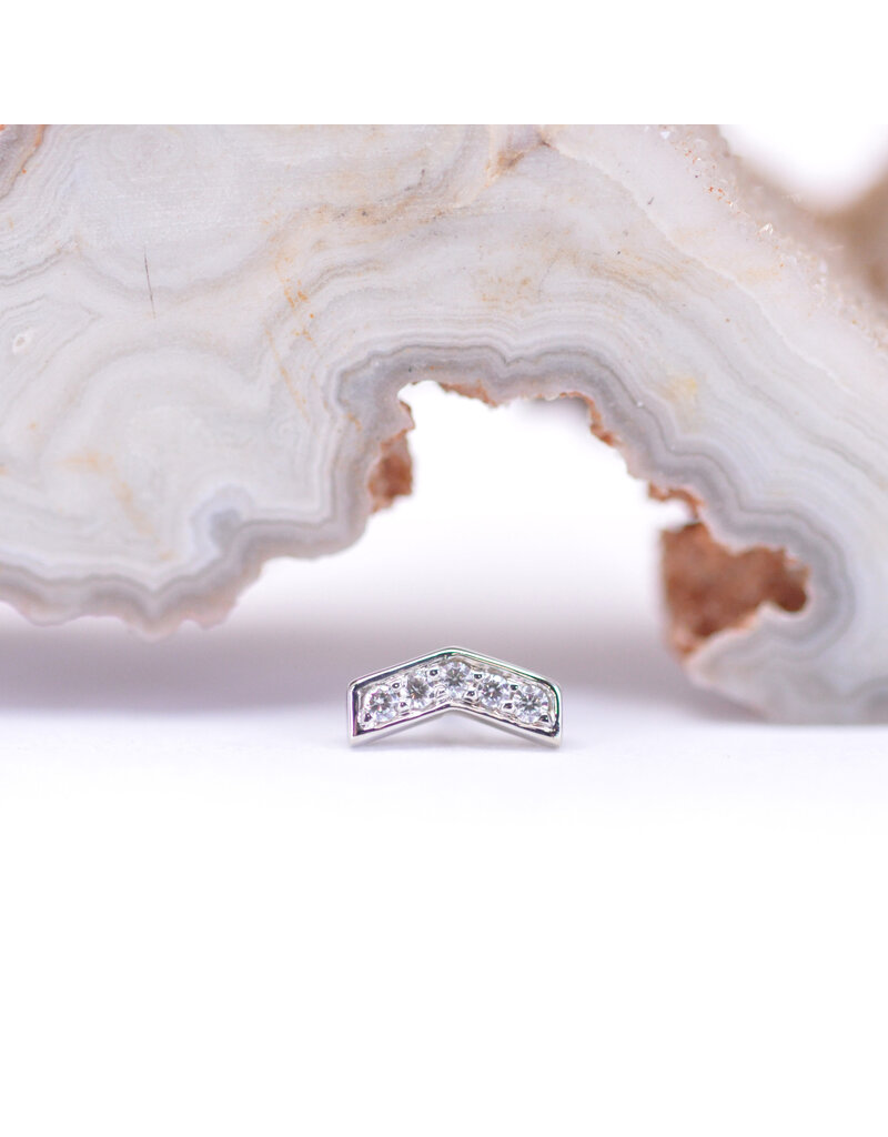 BVLA Chevron with CZ in 14k Gold Threadless Ends byBVLA!