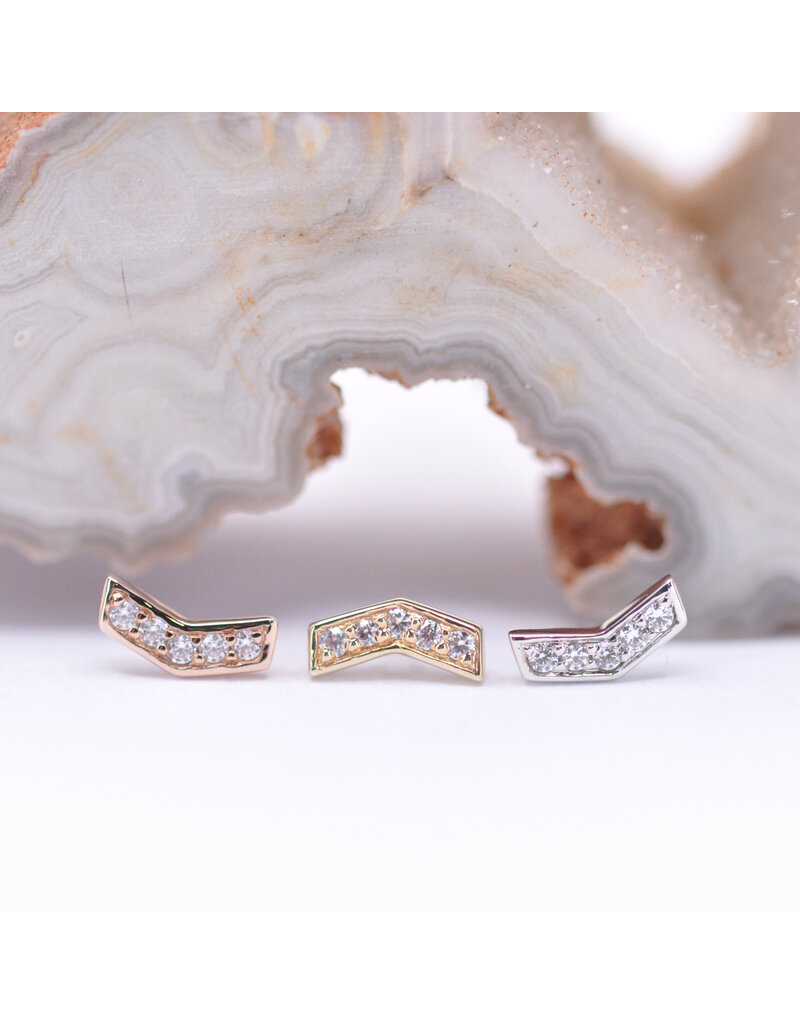 BVLA Chevron with CZ in 14k Gold Threadless Ends byBVLA!