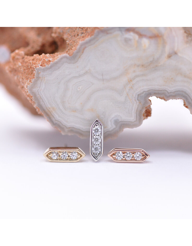 BVLA Sillan with CZ in 14k Gold Threadless Ends by BVLA!