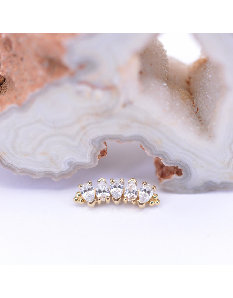 BVLA Nalani 5 with CZ in 14k Gold 16g Threaded Ends by BVLA!