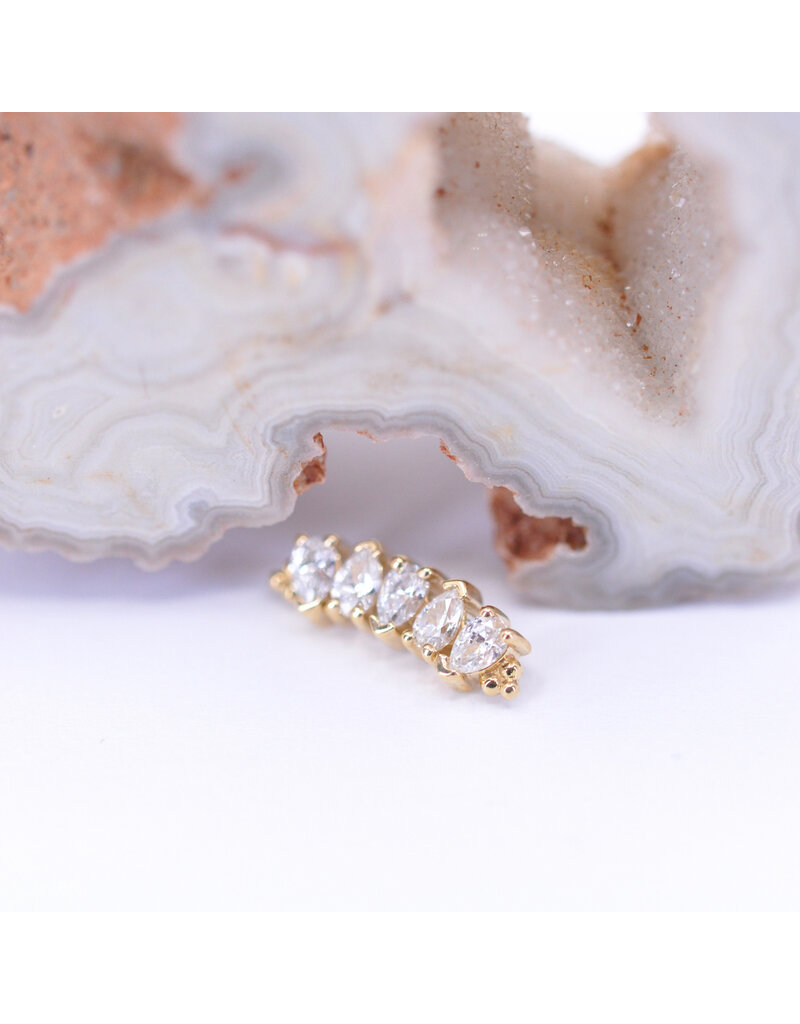 BVLA Nalani 5 with CZ in 14k Gold 16g Threaded Ends by BVLA!