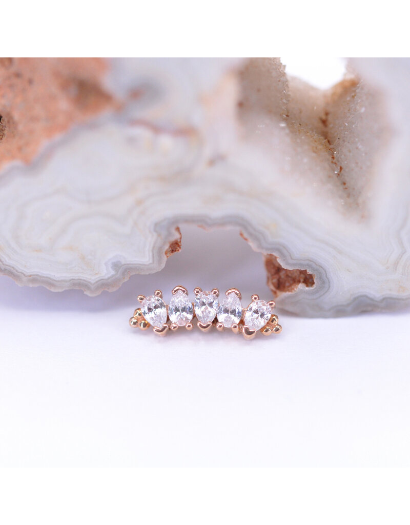 BVLA Nalani 5 with CZ in 14k Gold 16g Threaded Ends by BVLA!