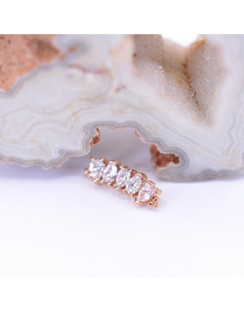 BVLA Nalani 5 with CZ in 14k Gold 16g Threaded Ends by BVLA!