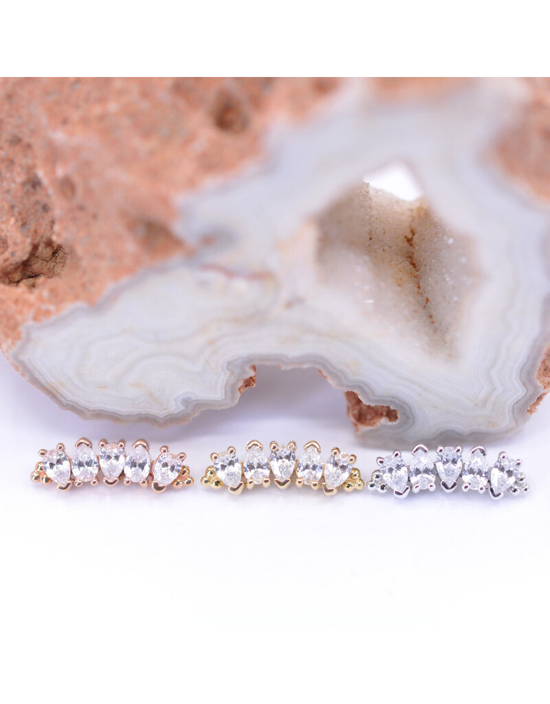 BVLA Nalani 5 with CZ in 14k Gold 16g Threaded Ends by BVLA!