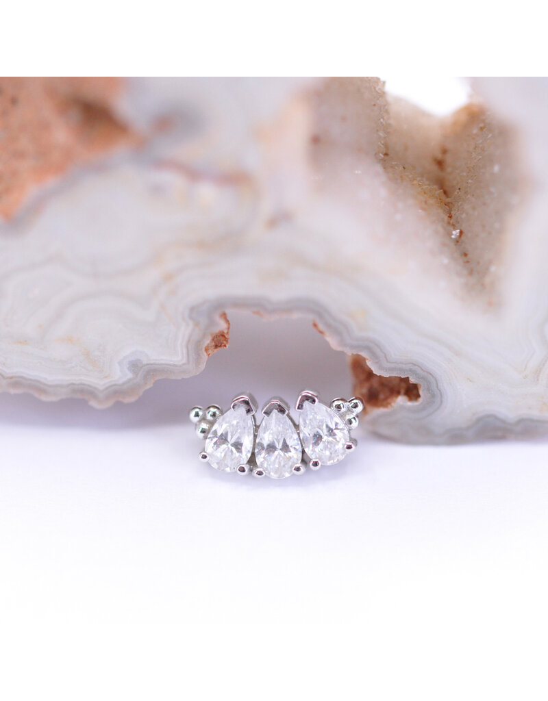 BVLA 3 Gem Pear Panaraya with CZ in 14k Gold 16g Threaded Ends by BVLA!