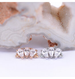 BVLA Pear Panaraya CZ 14k Gold 16g Threaded Ends