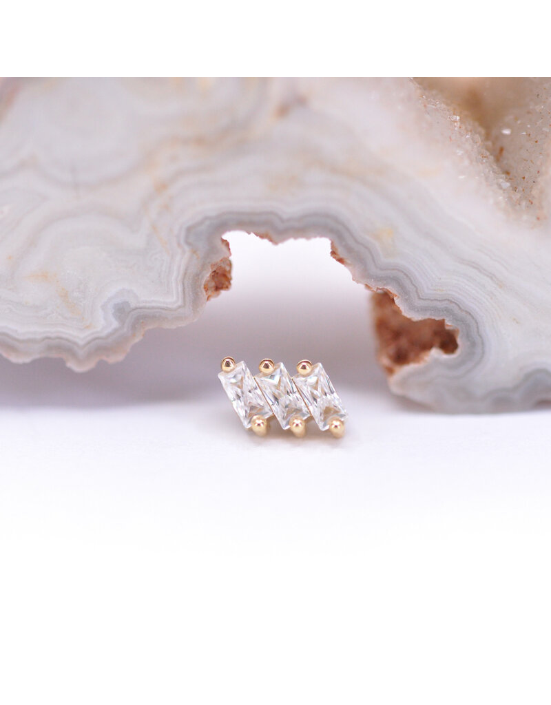 BVLA Liara 3 with CZ in 14k Gold 16g Threaded Ends by BVLA!