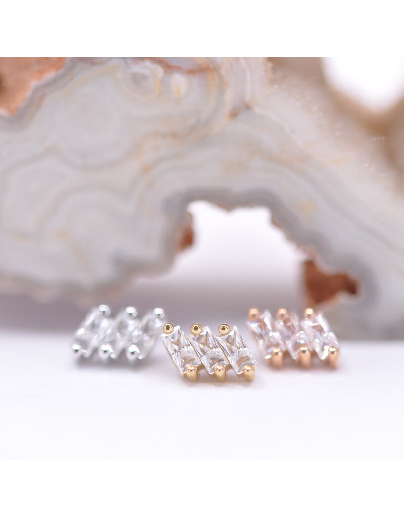 BVLA Liara 3 with CZ in 14k Gold 16g Threaded Ends by BVLA!