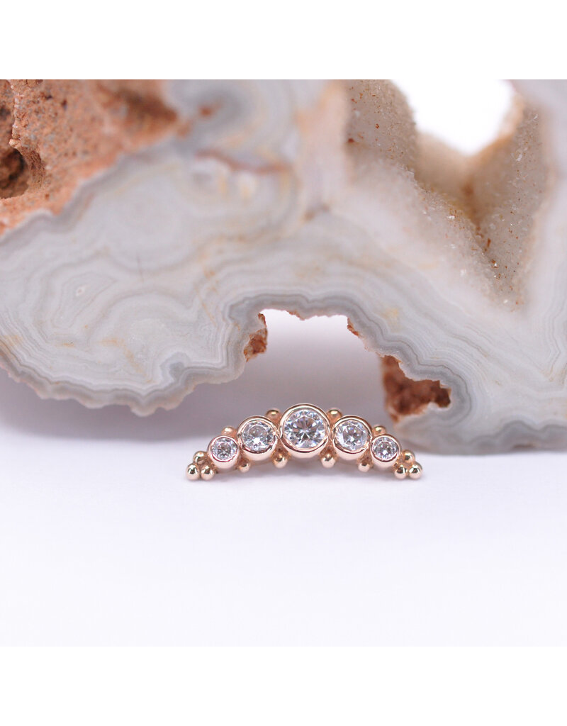 BVLA 5 Gem Graduating Panaraya with CZ in 14k Gold 16g Threaded Ends by BVLA!