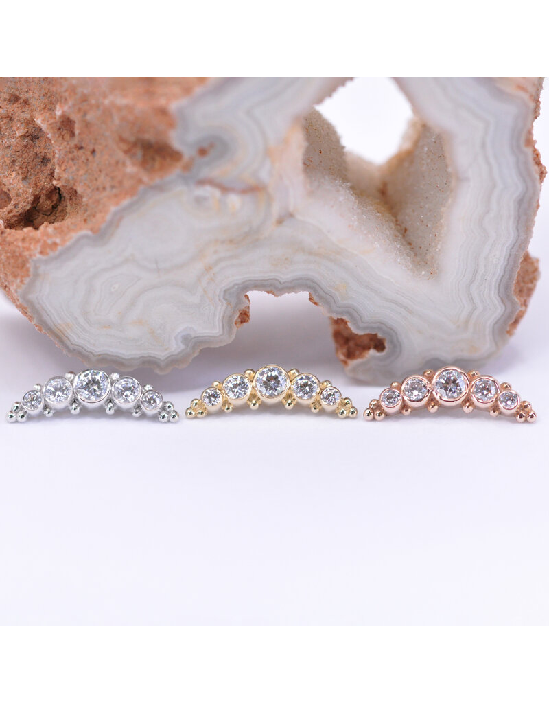 BVLA 5 Gem Graduating Panaraya with CZ in 14k Gold 16g Threaded Ends by BVLA!