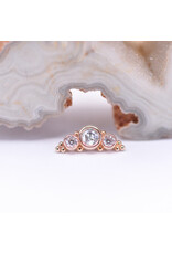 BVLA 3 Gem Graduating Panaraya with CZ in 14k Gold 16g Threaded Ends by BVLA!