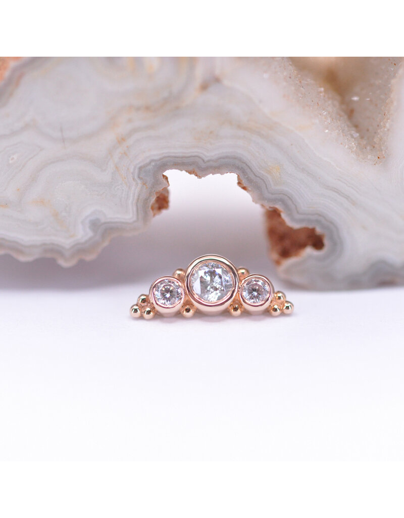 BVLA 3 Gem Graduating Panaraya with CZ in 14k Gold 16g Threaded Ends by BVLA!