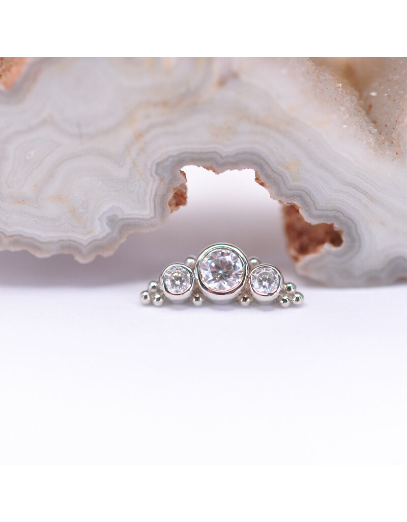 BVLA 3 Gem Graduating Panaraya with CZ in 14k Gold 16g Threaded Ends by BVLA!