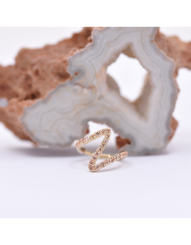 BVLA 16g 7/16" High Tide Clicker Ring with Champagne Sapphire in 14k Yellow Gold by BVLA!