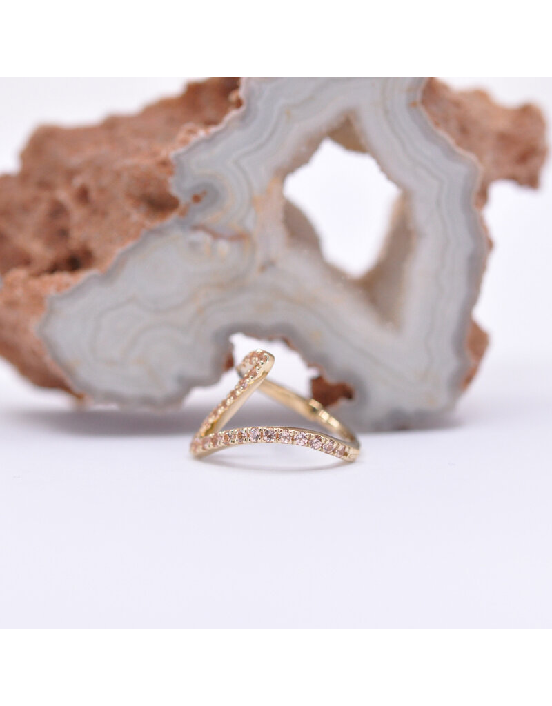 BVLA 16g 7/16" High Tide Clicker Ring with Champagne Sapphire in 14k Yellow Gold by BVLA!