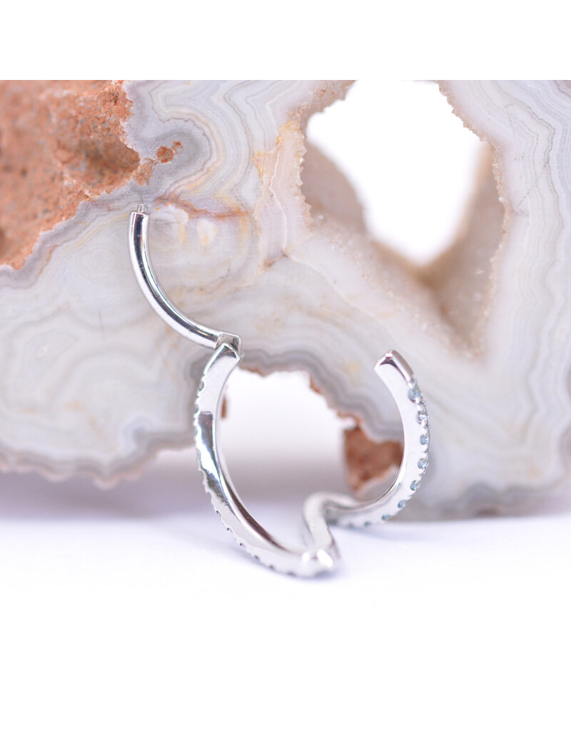 BVLA 16g 7/16" High Tide Clicker Ring with Cyan CZ in 14k White Gold by BVLA!
