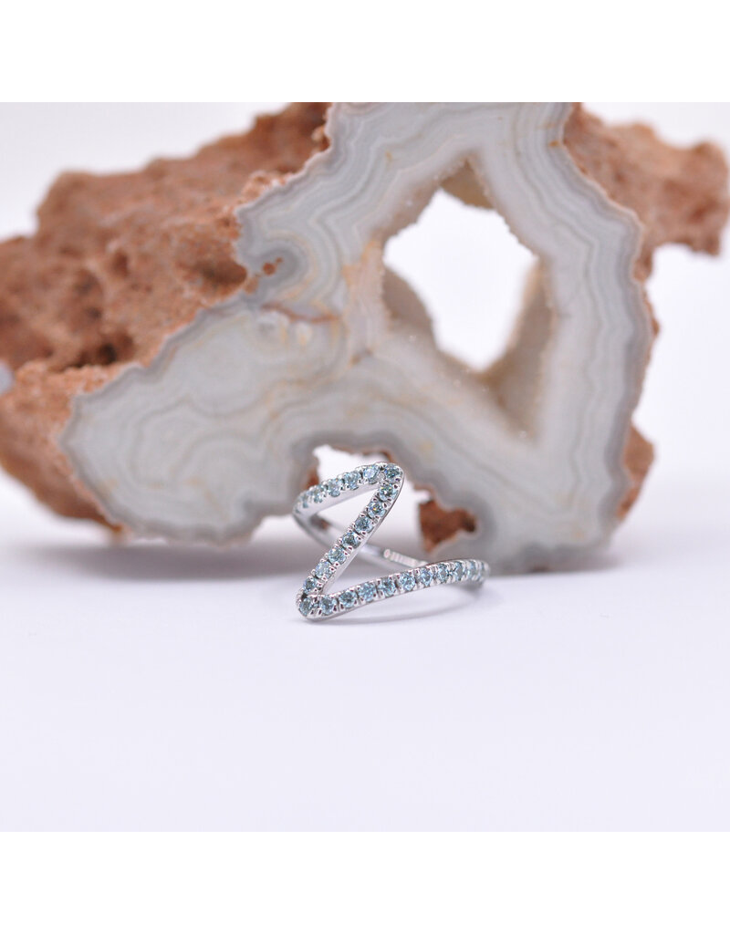 BVLA 16g 7/16" High Tide Clicker Ring with Cyan CZ in 14k White Gold by BVLA!
