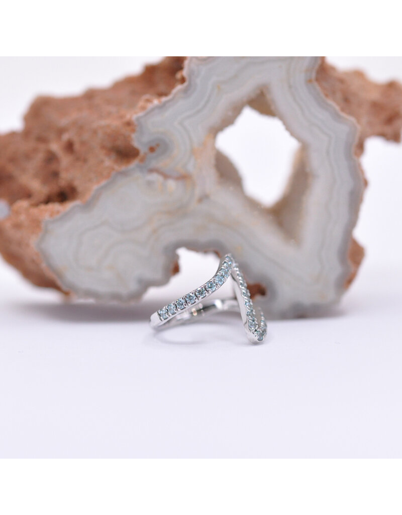 BVLA 16g 7/16" High Tide Clicker Ring with Cyan CZ in 14k White Gold by BVLA!