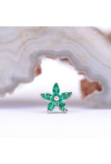BVLA Starflower with Emerald in 14k Yellow Gold Threadless End by BVLA!