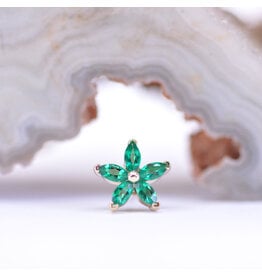 BVLA Starflower Emerald Yellow Gold Threadless End