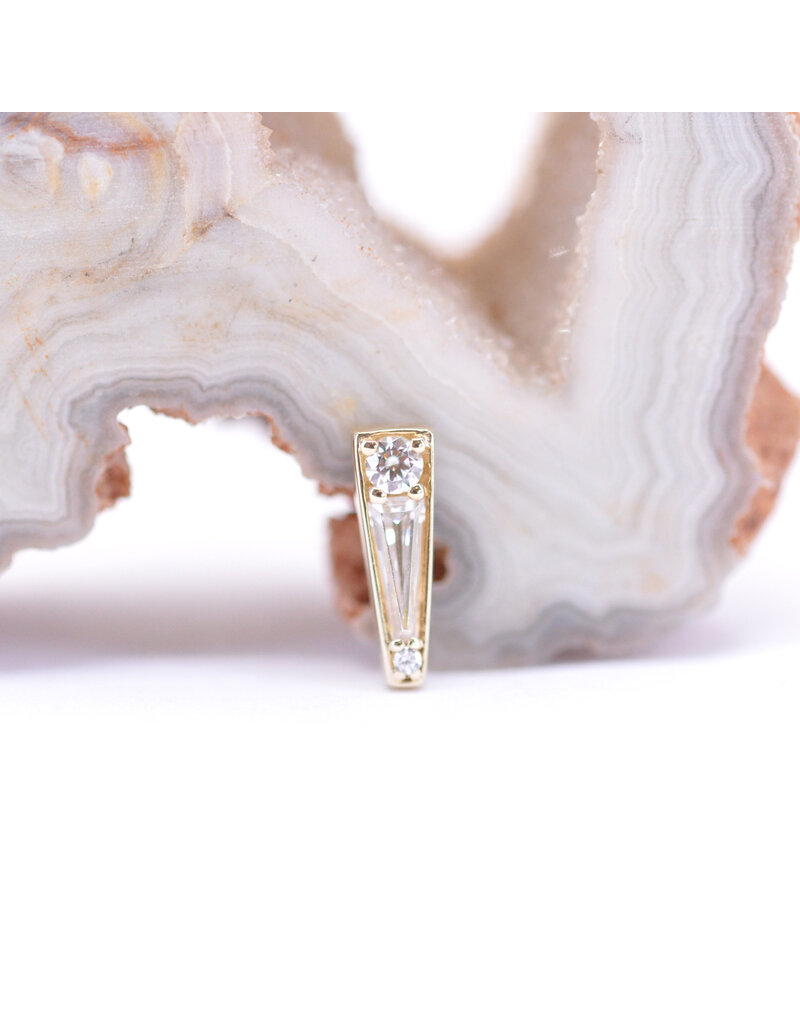BVLA Valerian with CZ in 14k Yellow Gold 16g Threaded End by BVLA!