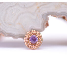 BVLA Double Round Harlequin Amethyst Rose Gold 16g Threaded End