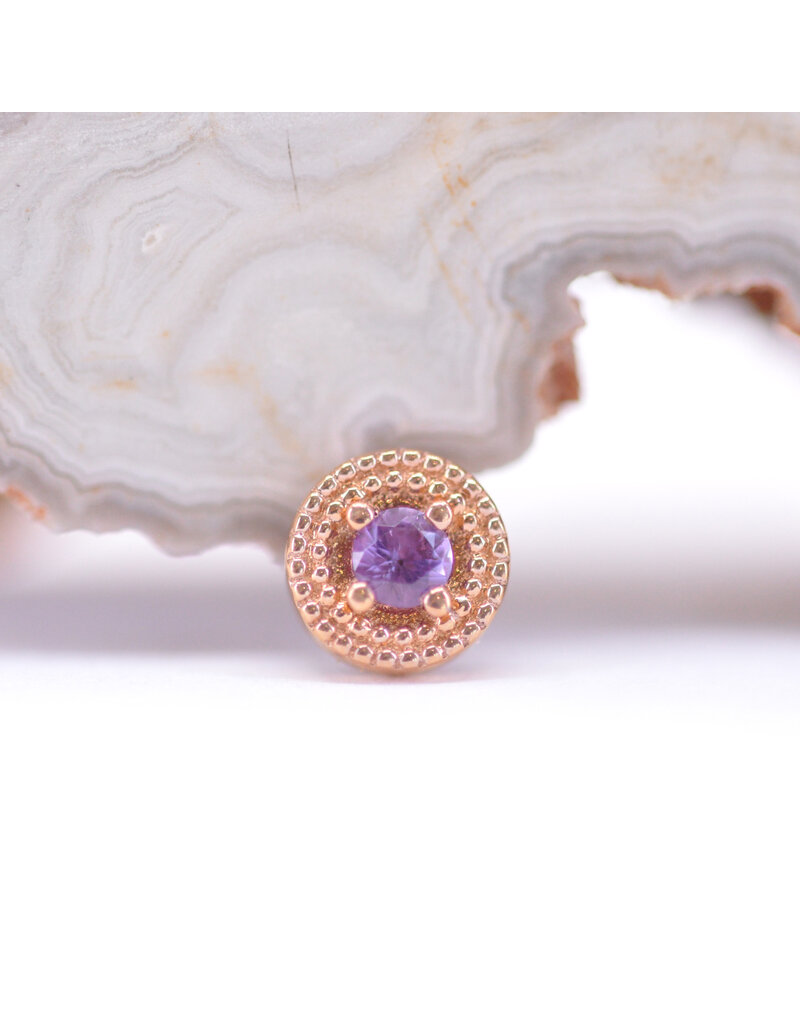 BVLA Double Round Harlequin with Amethyst in 14k Rose Gold 16g Threaded End by BVLA!