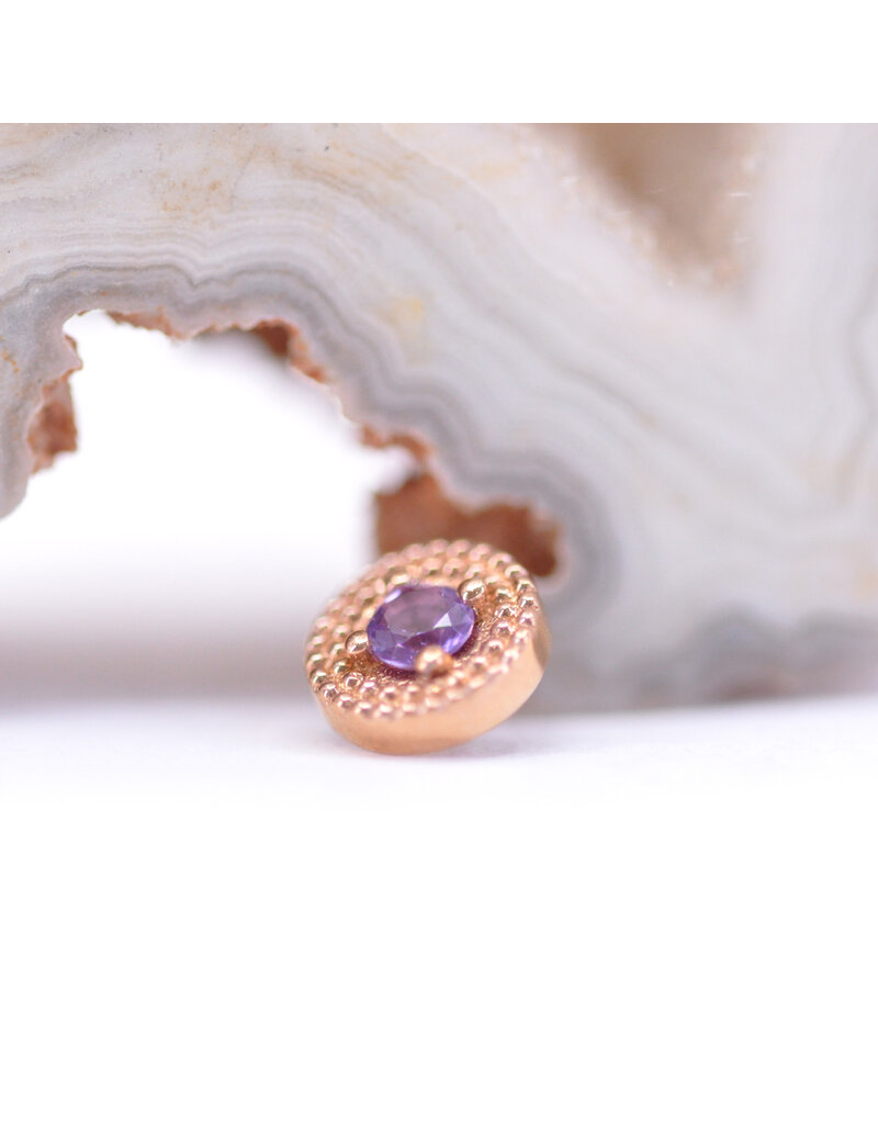 BVLA Double Round Harlequin with Amethyst in 14k Rose Gold 16g Threaded End by BVLA!