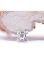 BVLA 6mm Mini Kandy with Rose Cut Rainbow Moonstone in 14k White Gold 16g Threaded Ends