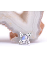 BVLA 6mm Mini Kandy with Rose Cut Rainbow Moonstone in 14k White Gold 16g Threaded Ends