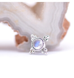 BVLA 6mm Mini Kandy Moonstone White Gold 16g Threaded Ends