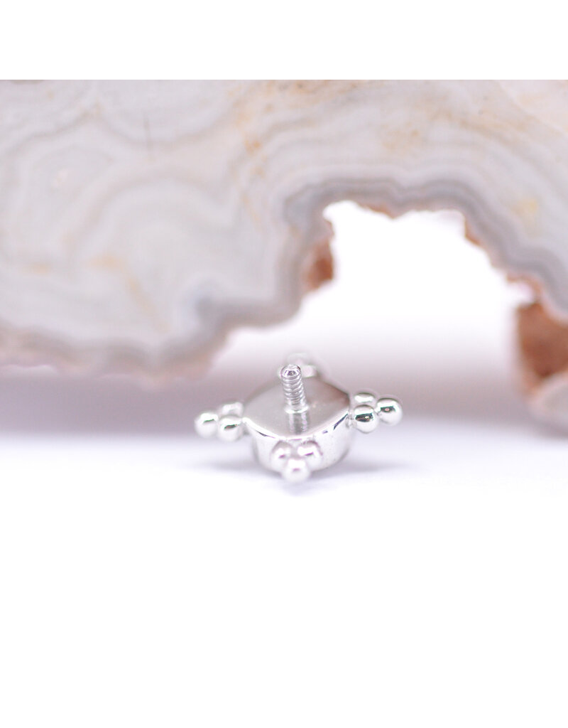 BVLA 6mm Mini Kandy with Rose Cut Rainbow Moonstone in 14k White Gold 16g Threaded Ends