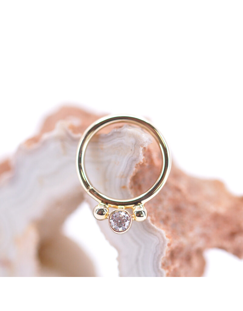 BVLA 16g 3/8" Oberon Seam Ring with CZ in 14k Yellow Gold by BVLA!